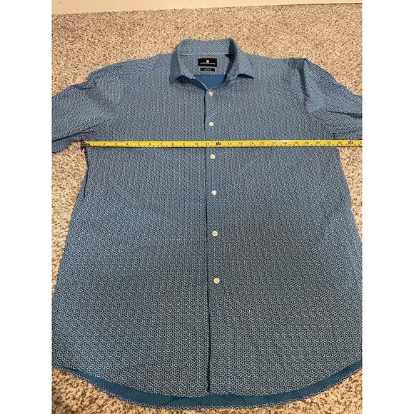 Psycho Bunny Shirt Mens 16.5 34/35 Modern Fit Stretch Blue Button Up Long Sleeve - Picture 7 of 8